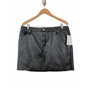 Love Fire Faux Leather Mini Skirt Raw Hem Black 30